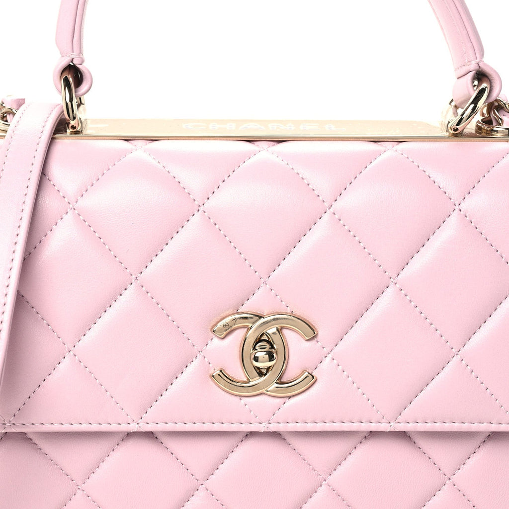 Lambskin Quilted Small Trendy CC Flap Dual Handle Bag Light Pink
