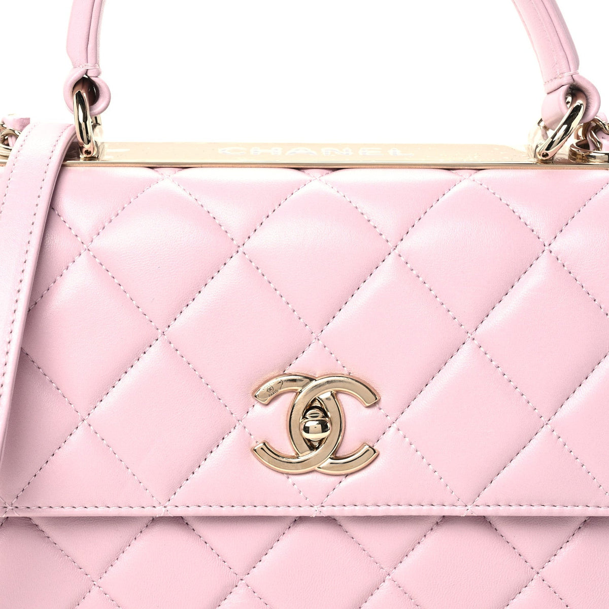 Lambskin Quilted Small Trendy CC Flap Dual Handle Bag Light Pink