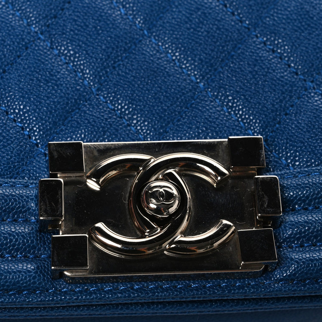 Caviar Quilted Small Boy Flap Blue