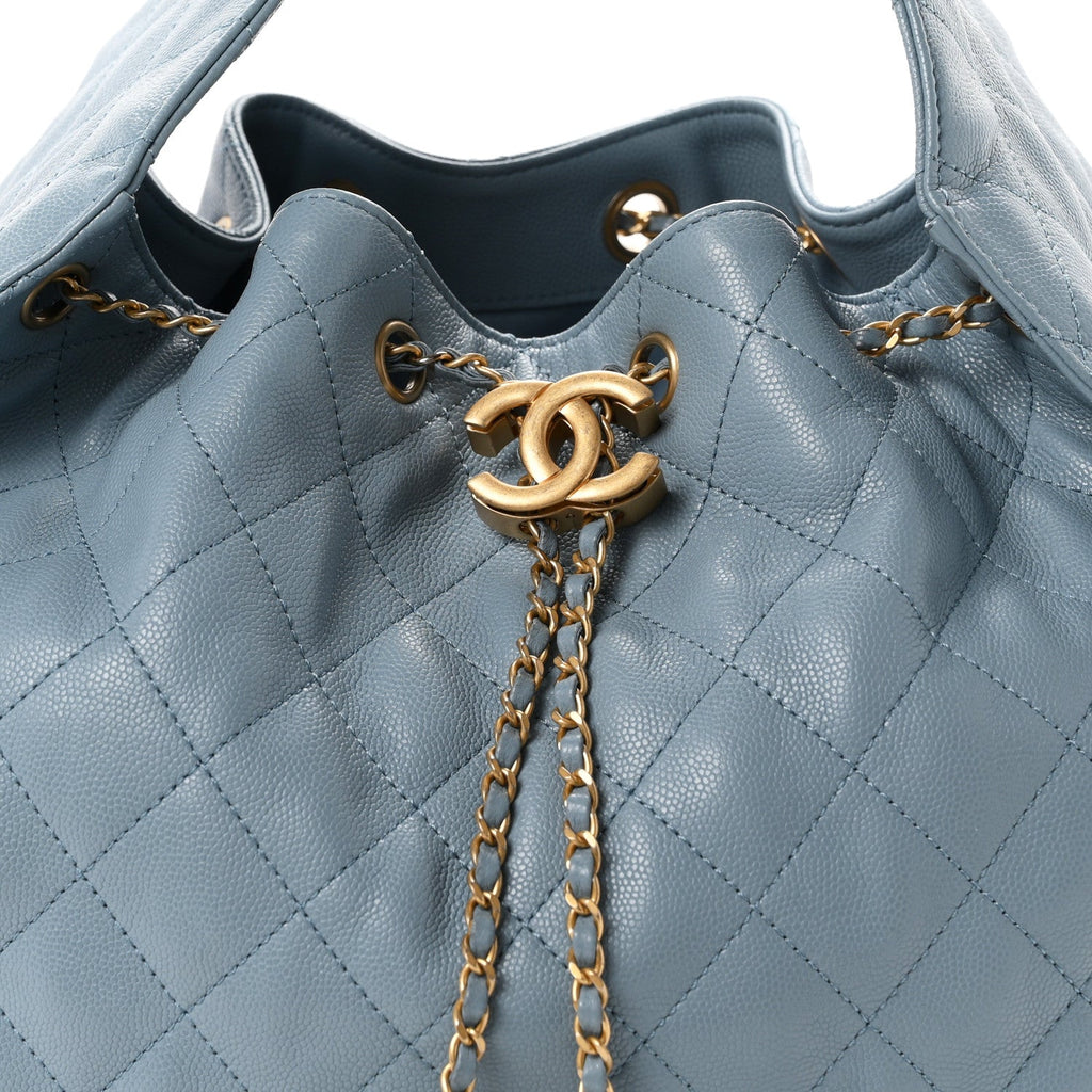Caviar Quilted Medium Chanel 25 Handbag Blue