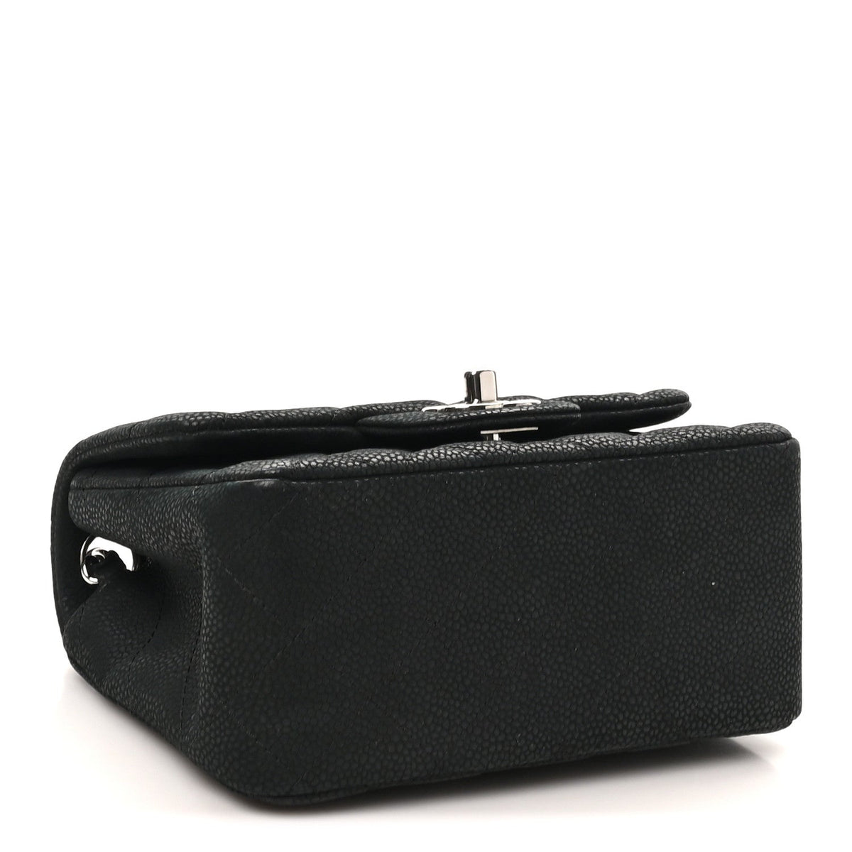 Iridescent Caviar Quilted Mini Square Flap Black