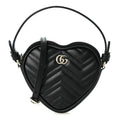 Calfskin Matelasse Mini GG Marmont Heart Shoulder Bag Black