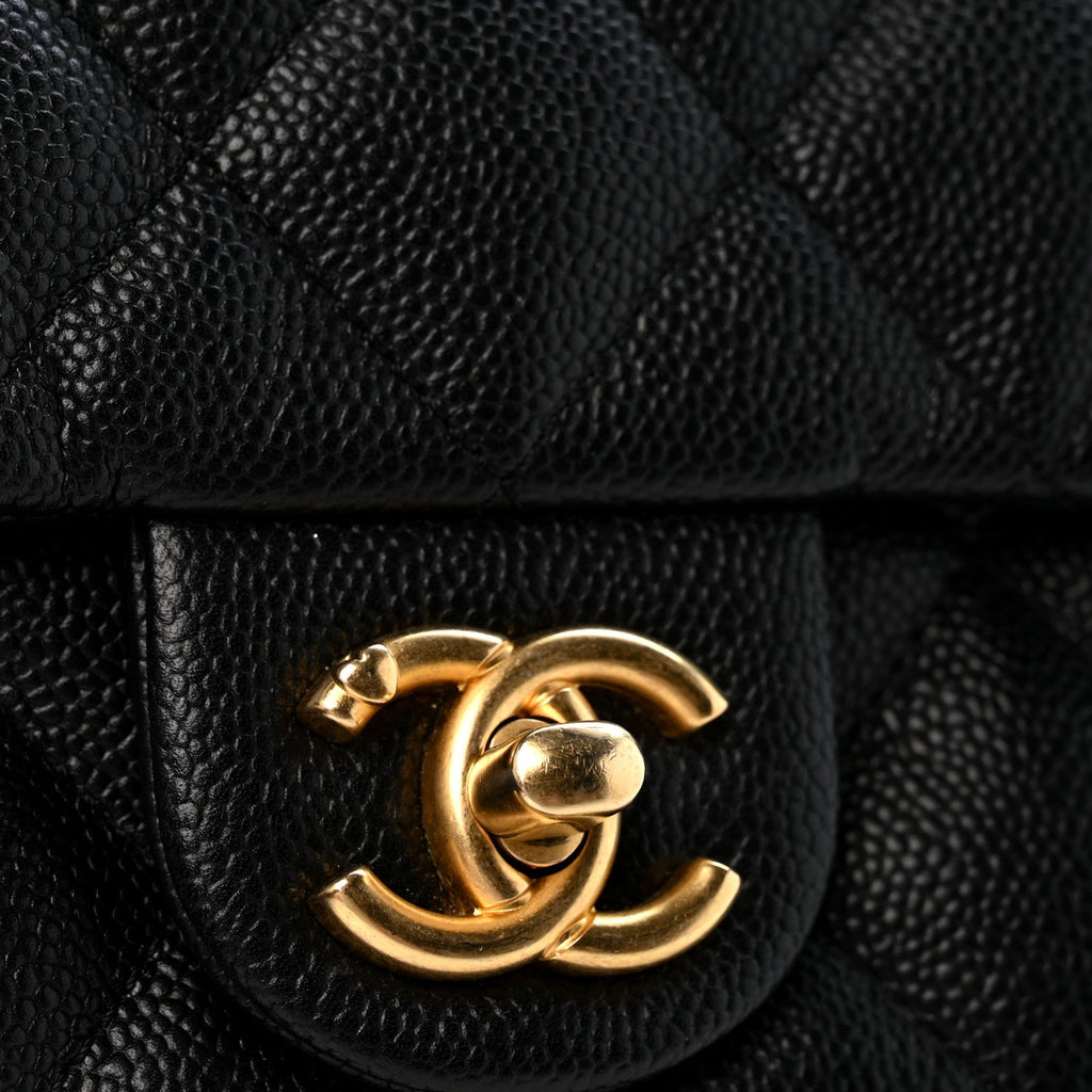 Caviar Quilted Mini Sweetheart Rectangular Flap Black