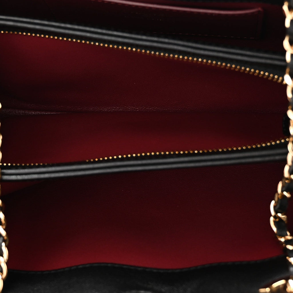 Lambskin Quilted Clutch With Chain Black White