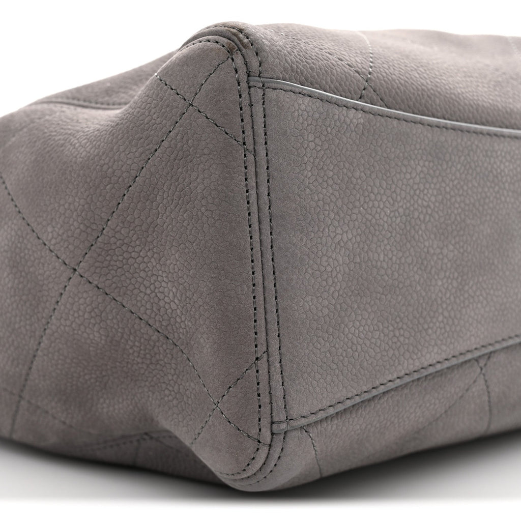 Nubuck Caviar Quilted Large Shopping Bag Grey