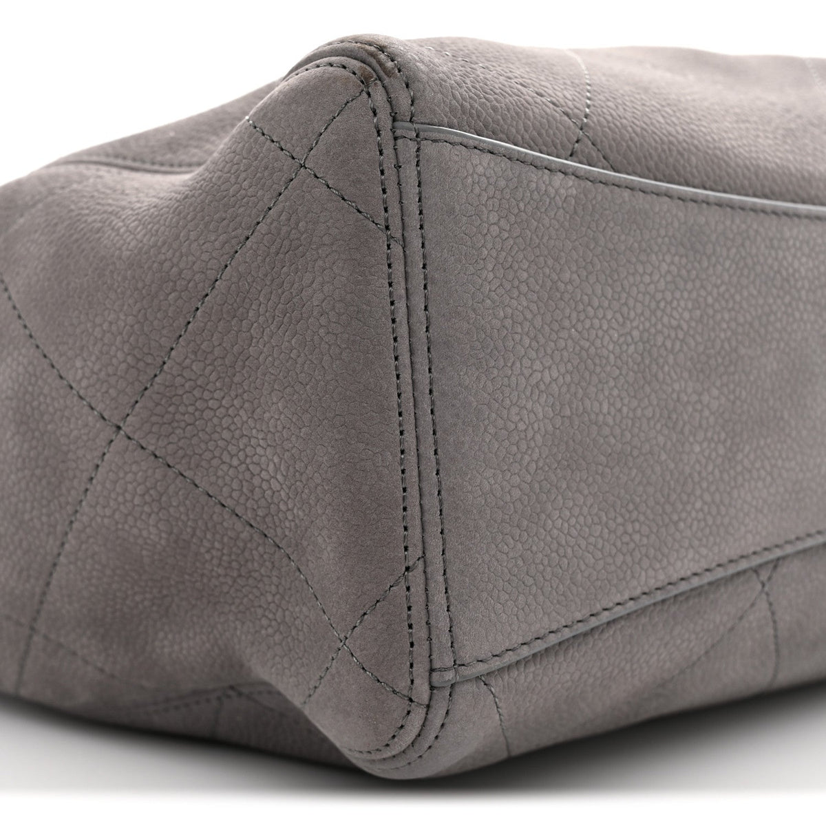 Nubuck Caviar Quilted Large Shopping Bag Grey