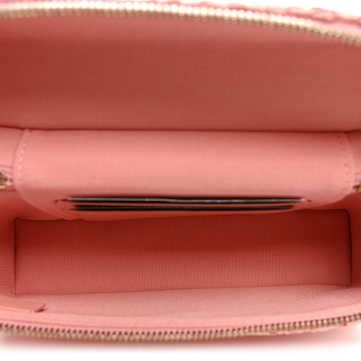 Braided Raffia Quilted Top Handle Slim Vanity Case With Chain Light Pink
