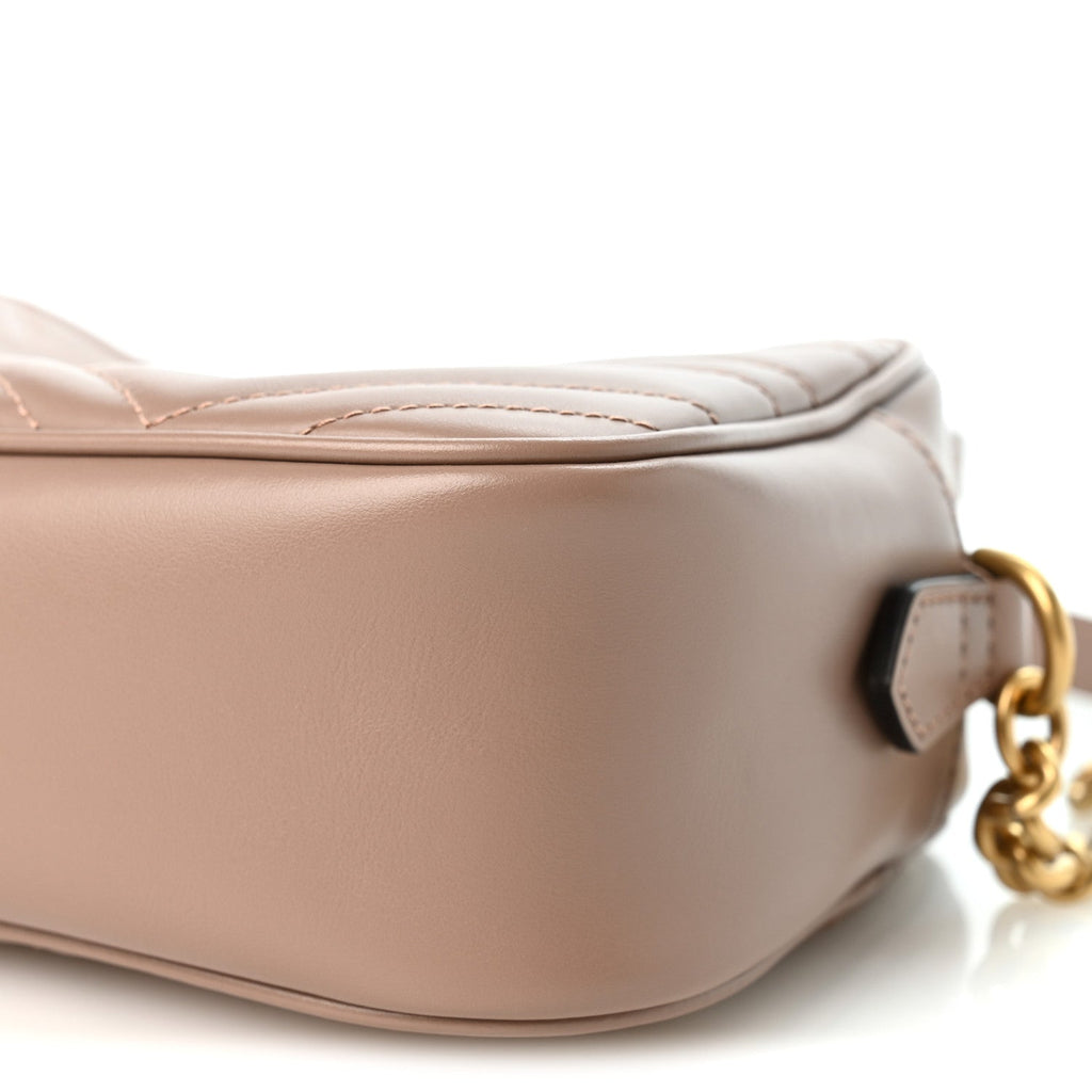 Calfskin Matelasse Small GG Marmont Chain Shoulder Bag Porcelain Rose