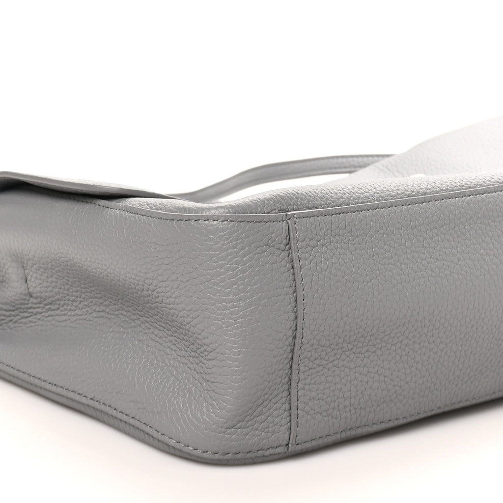 Grained Calfskin Small Souplissimo Maxi Flap Grey