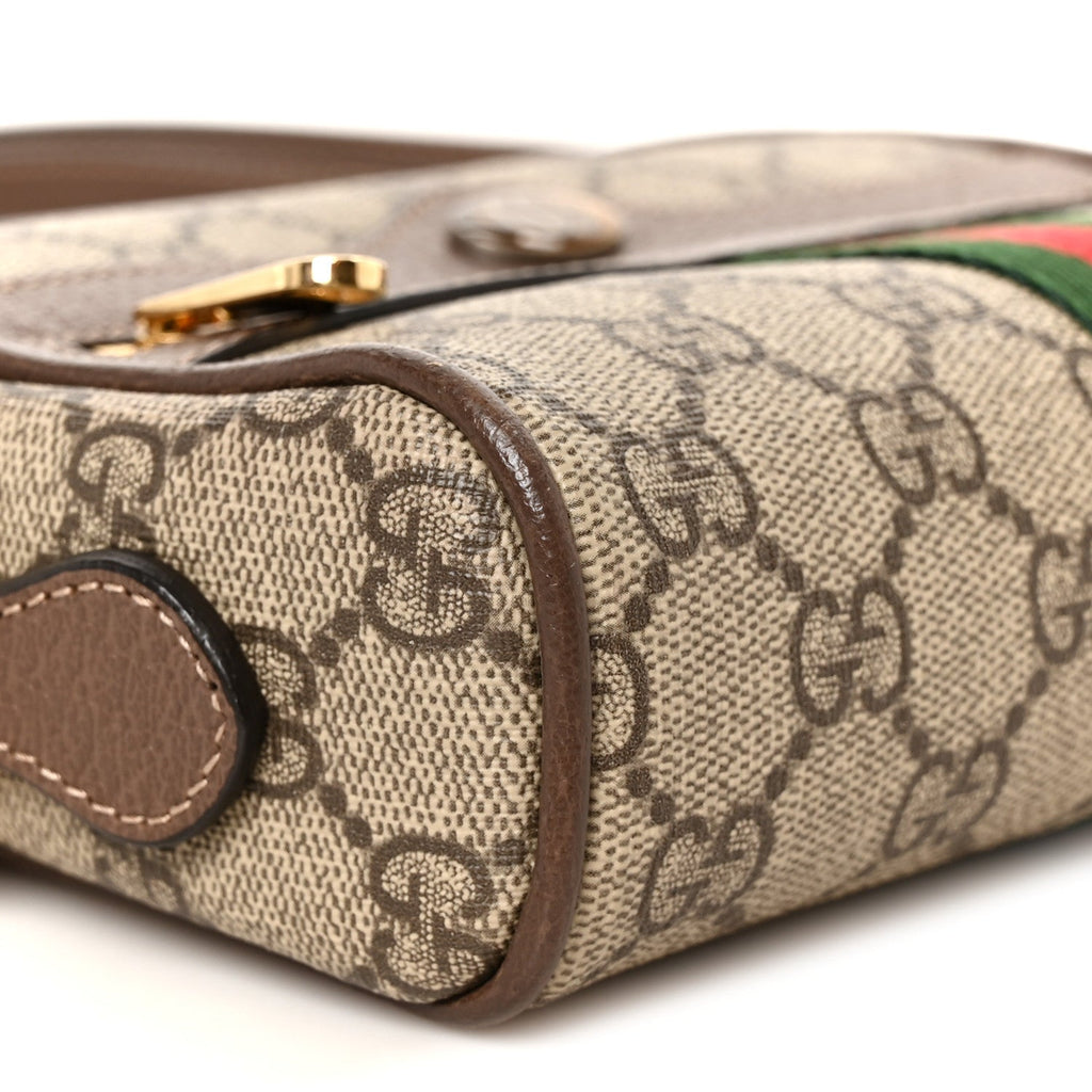 GG Supreme Monogram Web Mini Ophidia Shoulder Bag Brown
