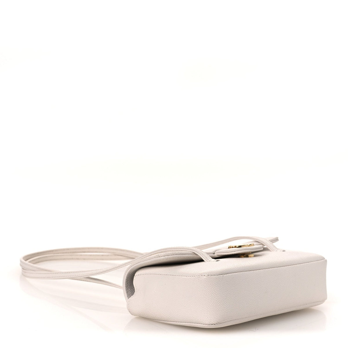 Shiny Caviar Mini Preppy Coco Shoulder Bag White