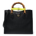 Calfskin Medium Diana Tote Bag Black Yellow Fluo