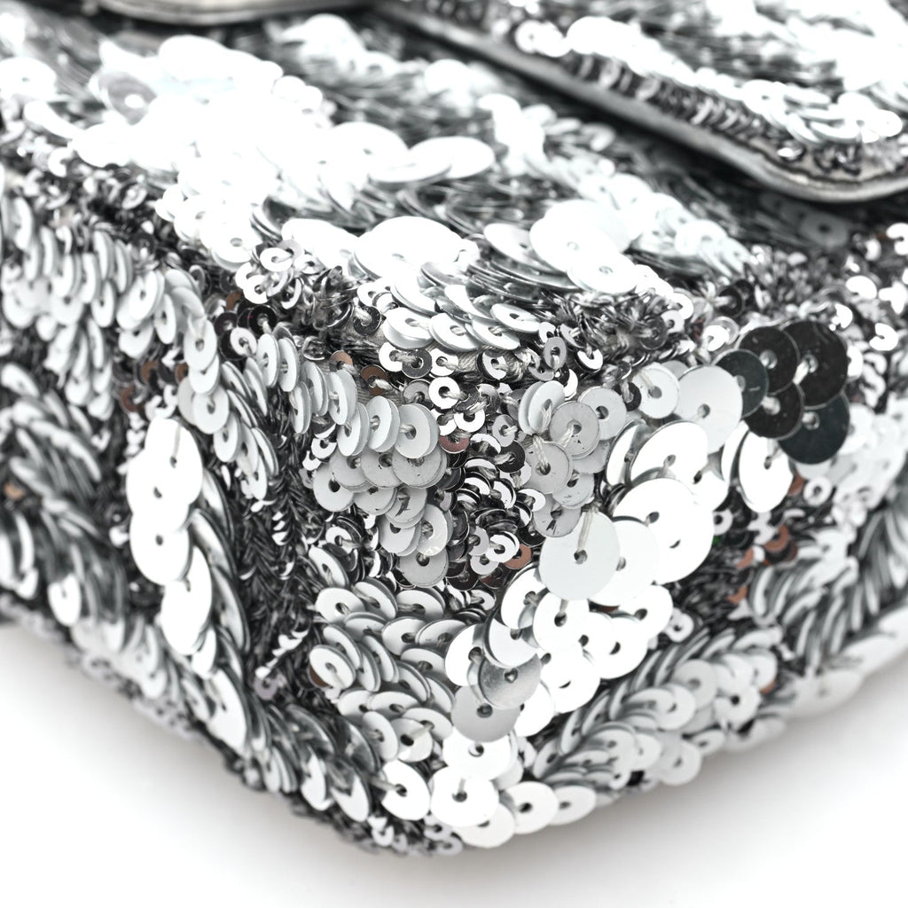 Sequin Mini Rectangular Flap Silver