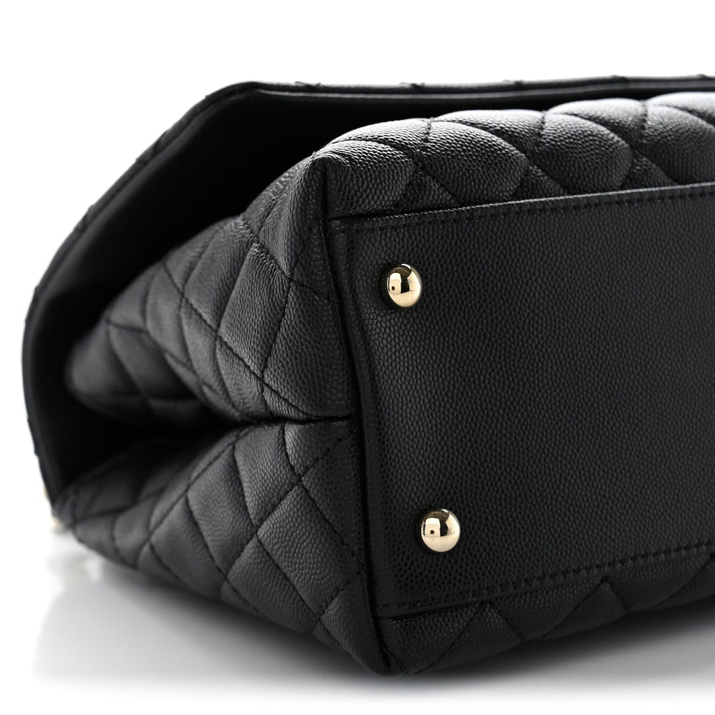 Caviar Quilted Small Coco Handle Flap Black