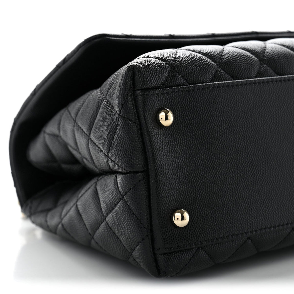 Caviar Quilted Small Coco Handle Flap Black
