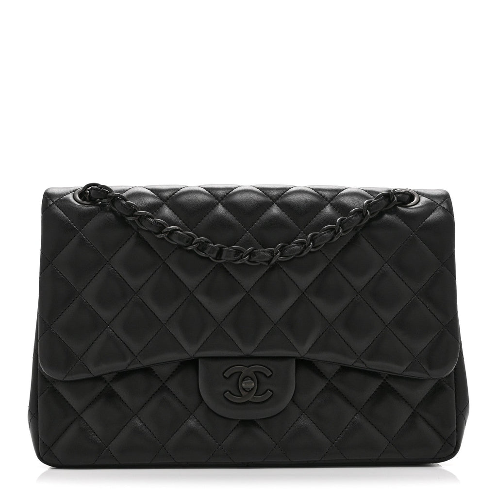Lambskin Quilted Jumbo Double Flap So Black