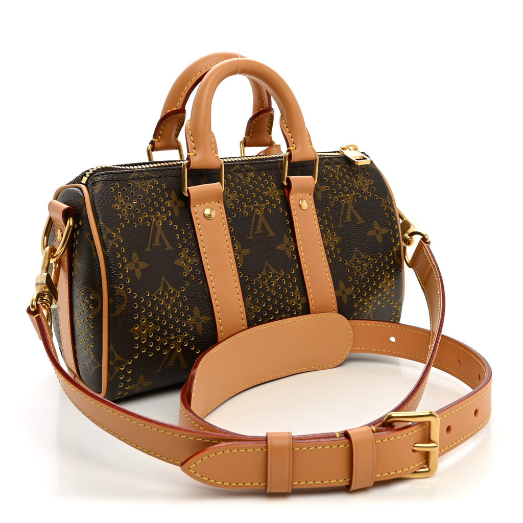 Grid Perforated Monogram Heritage Keepall Bandouliere 25 Yellow
