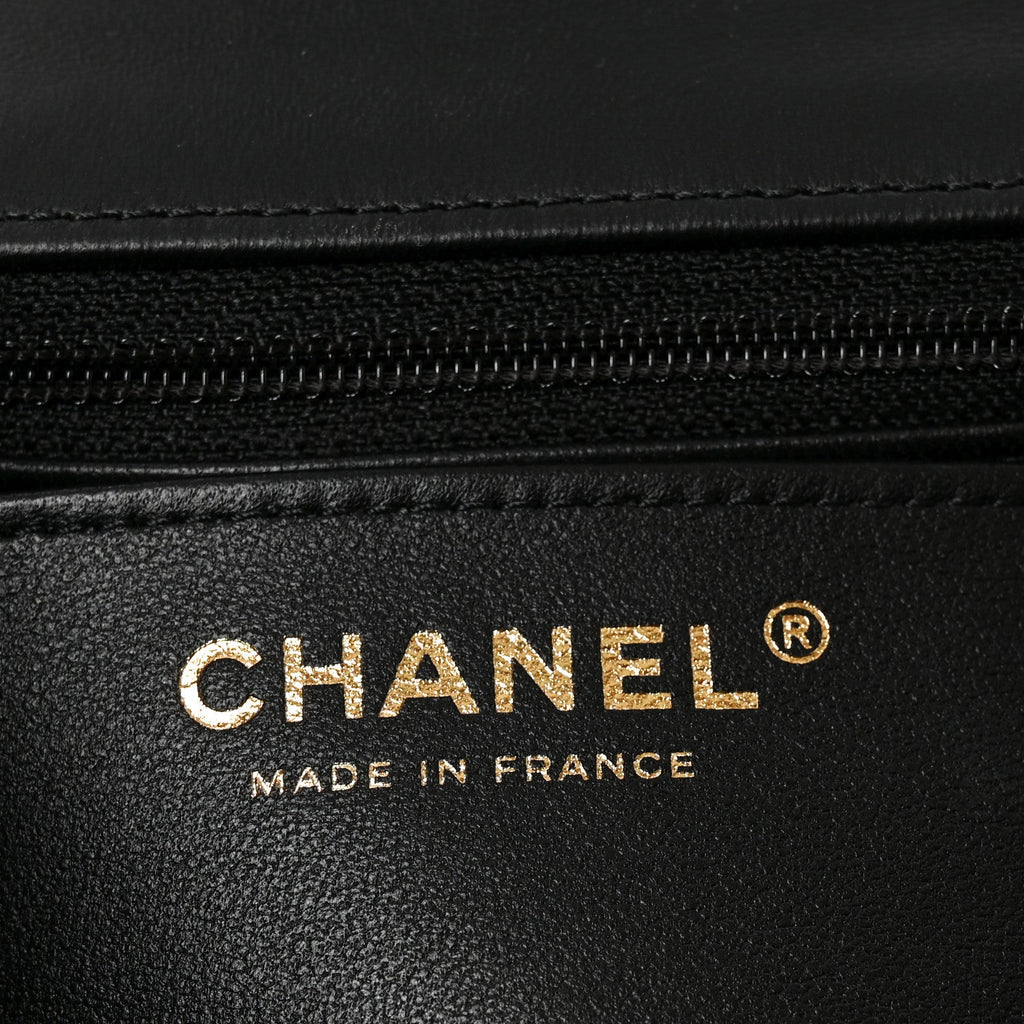 Lambskin Quilted Mini Rectangular Flap Black
