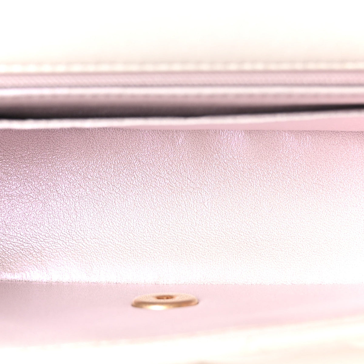 Iridescent Lambskin Quilted Mini Top Handle Rectangular Flap White