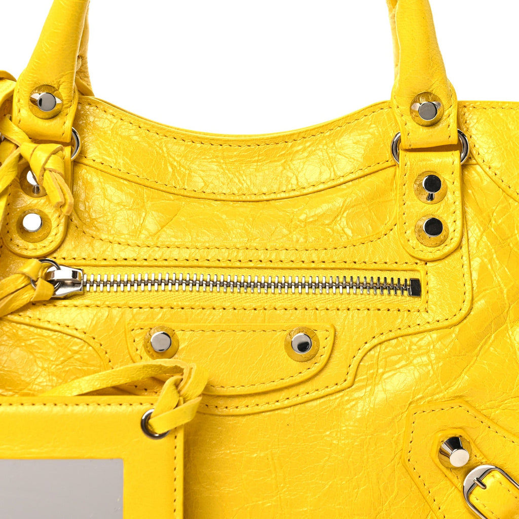 Agneau Classic Silver Hardware Mini City Yellow