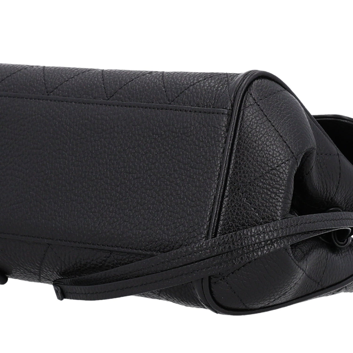 Grained Calfskin Stitched Urban Essentials Small Shopping Bag Black