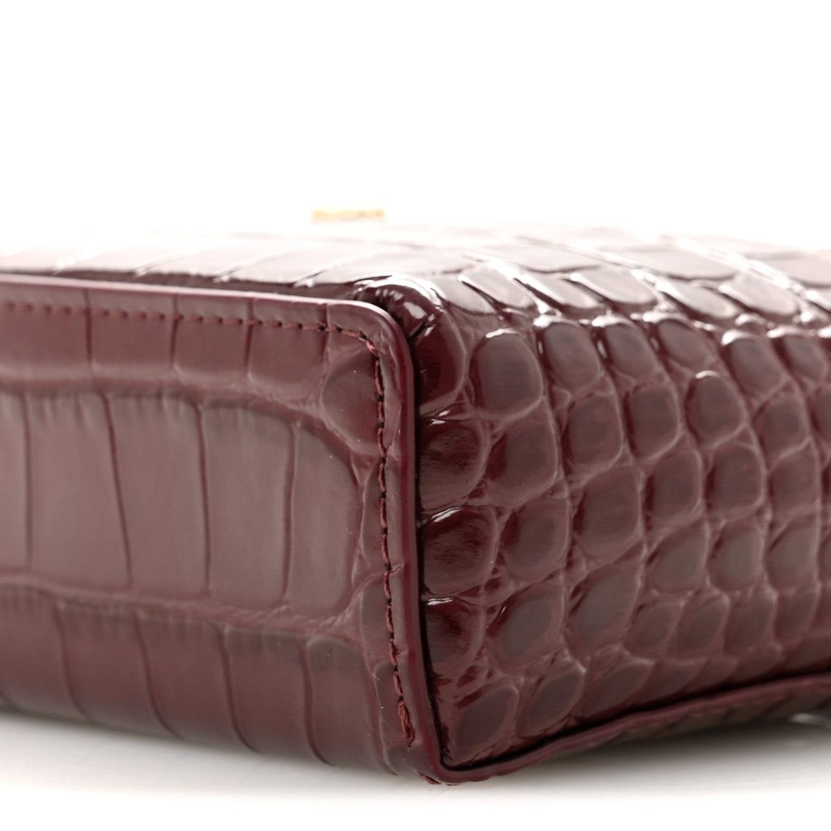 Calfskin Crocodile Embossed Crococo Exoticoco Vanity With Chain Dark Burgundy