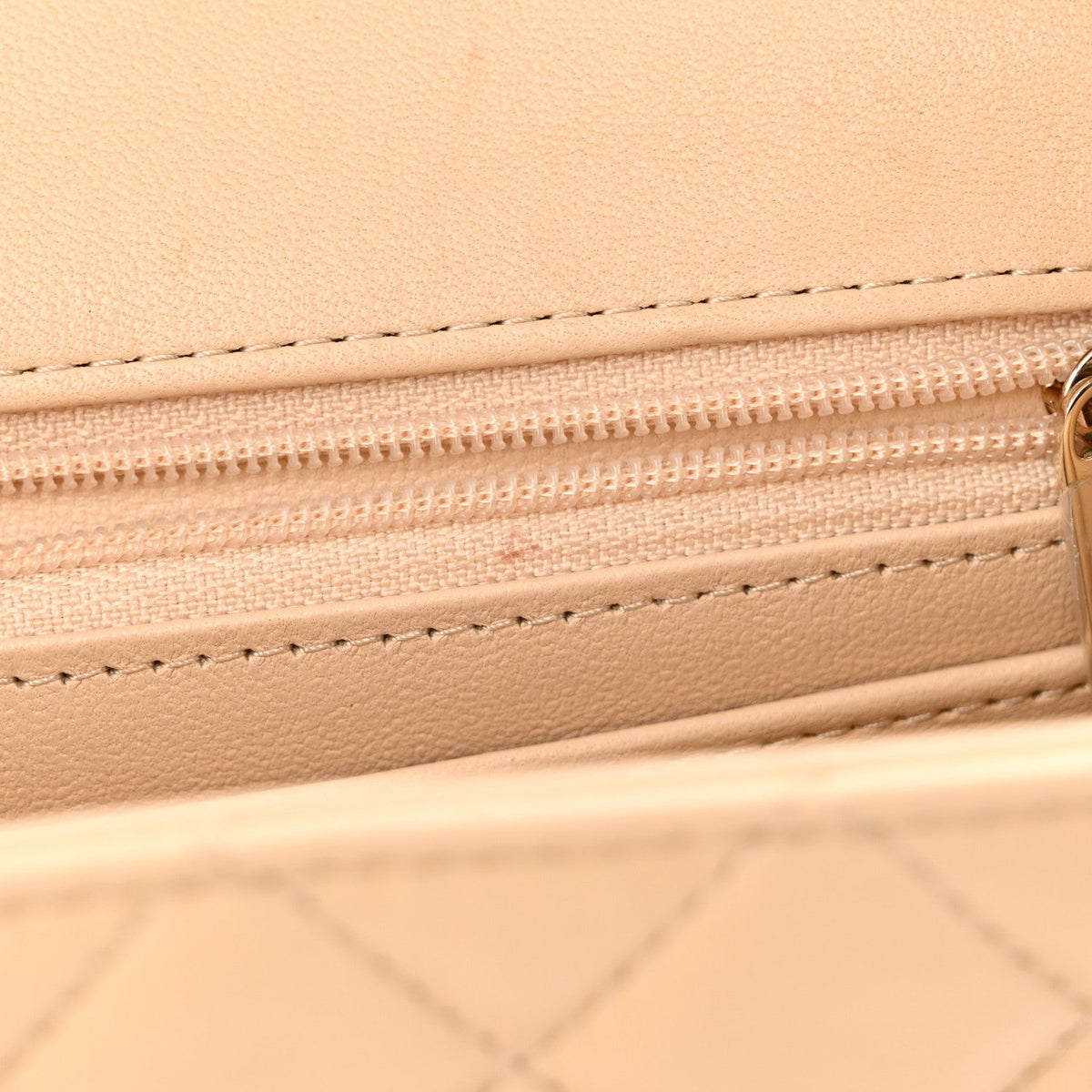 Lambskin Quilted Mini Rectangular Flap Beige