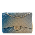 Lambskin Degrade Quilted Maxi Single Flap Light Blue