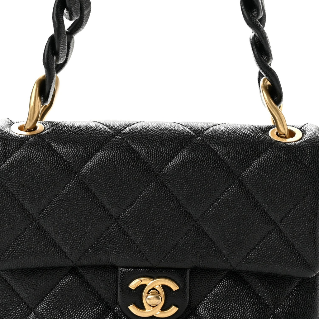 Caviar Quilted Funky Match Mini Flap Black