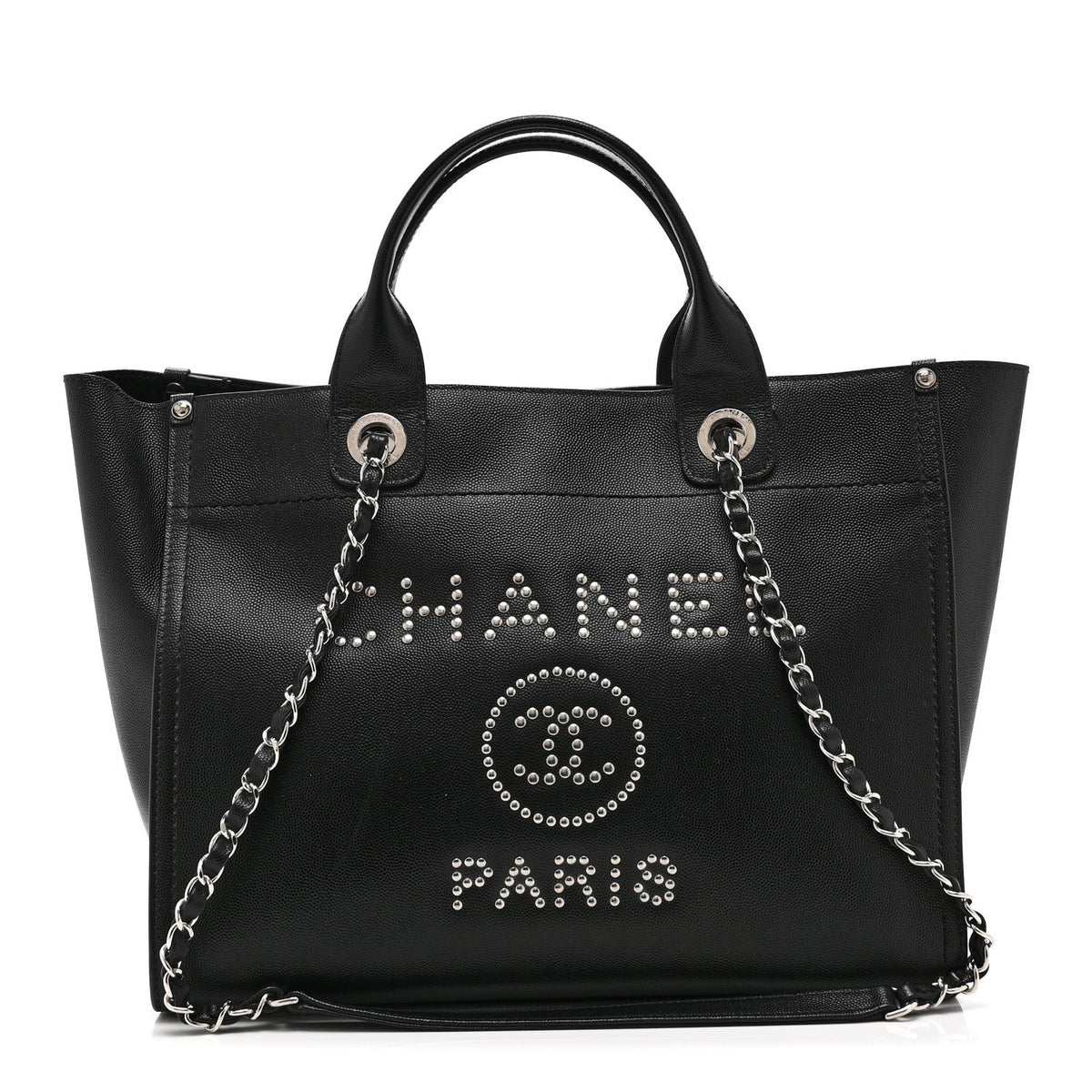 Caviar Small Studded Deauville Tote Black