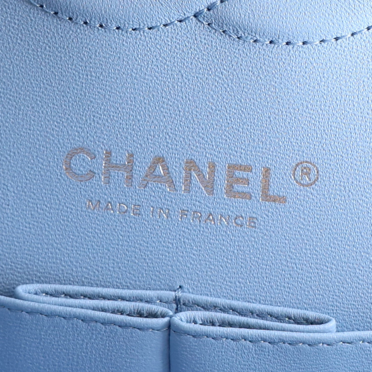 Denim Quilted Medium Double Flap Light Blue