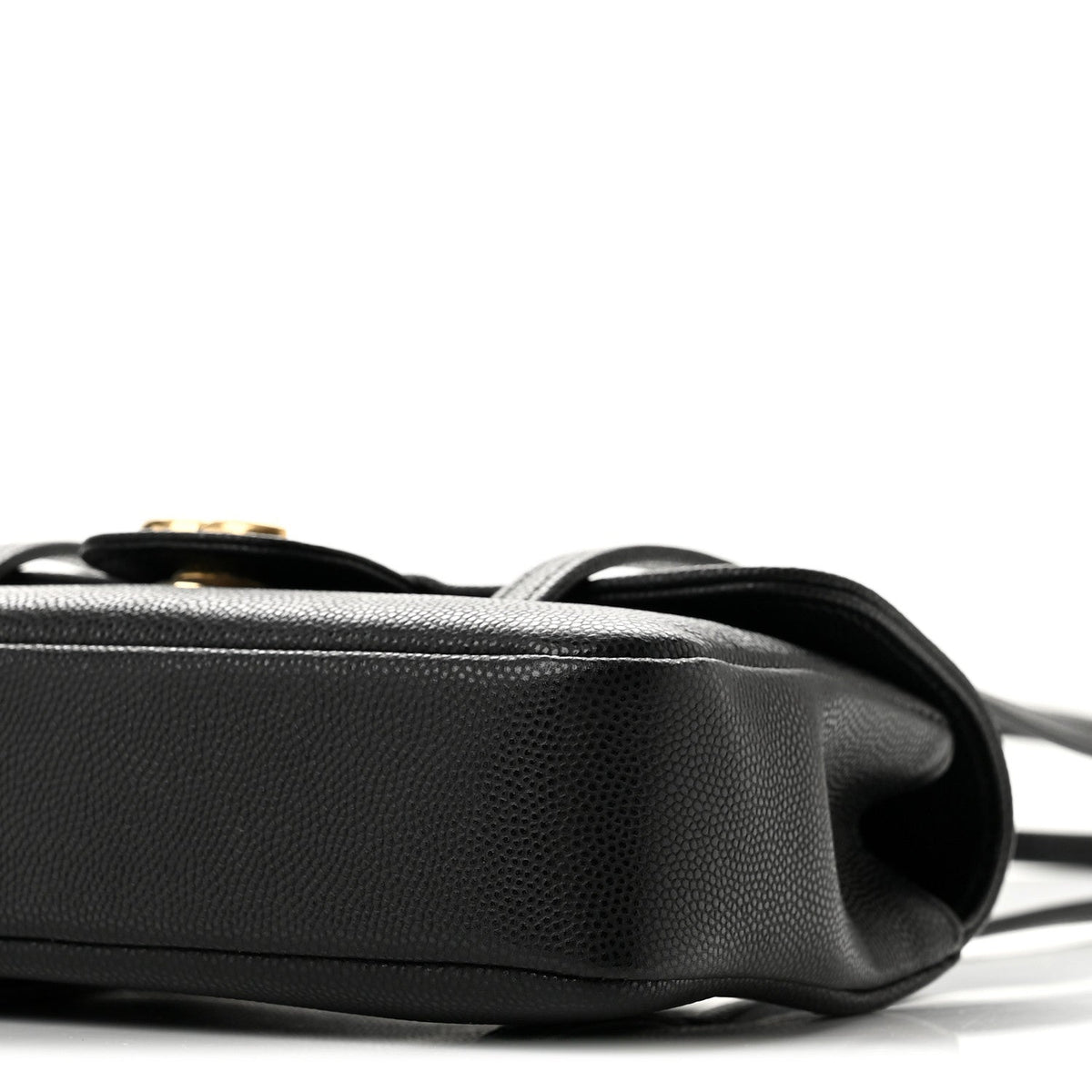 Shiny Caviar Mini Preppy Coco Shoulder Bag Black