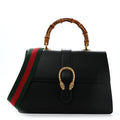 Moon Calfskin Web Large Dionysus Bamboo Top Handle Bag Black