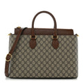 GG Supreme Monogram Large Zip Top Tote Beige Tuscany