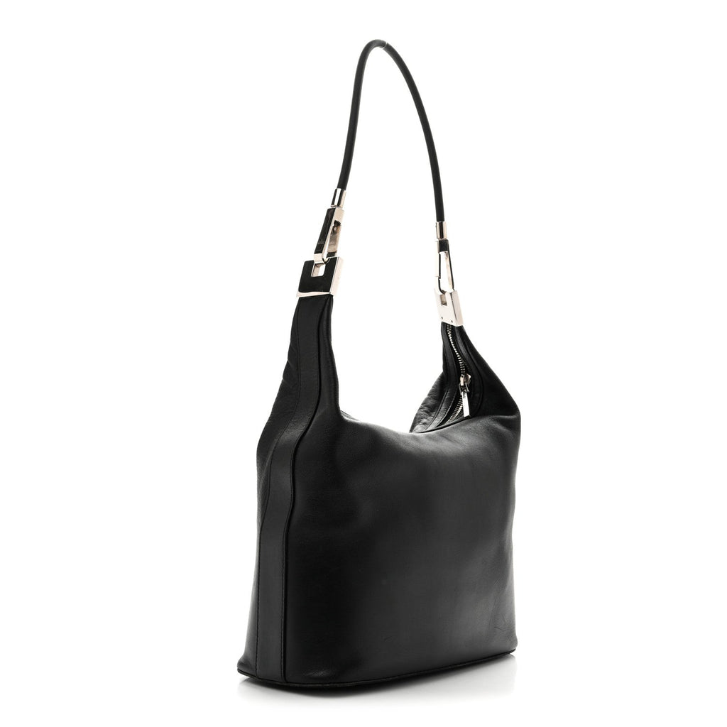 Calfskin GG Small Clasp Hobo Black