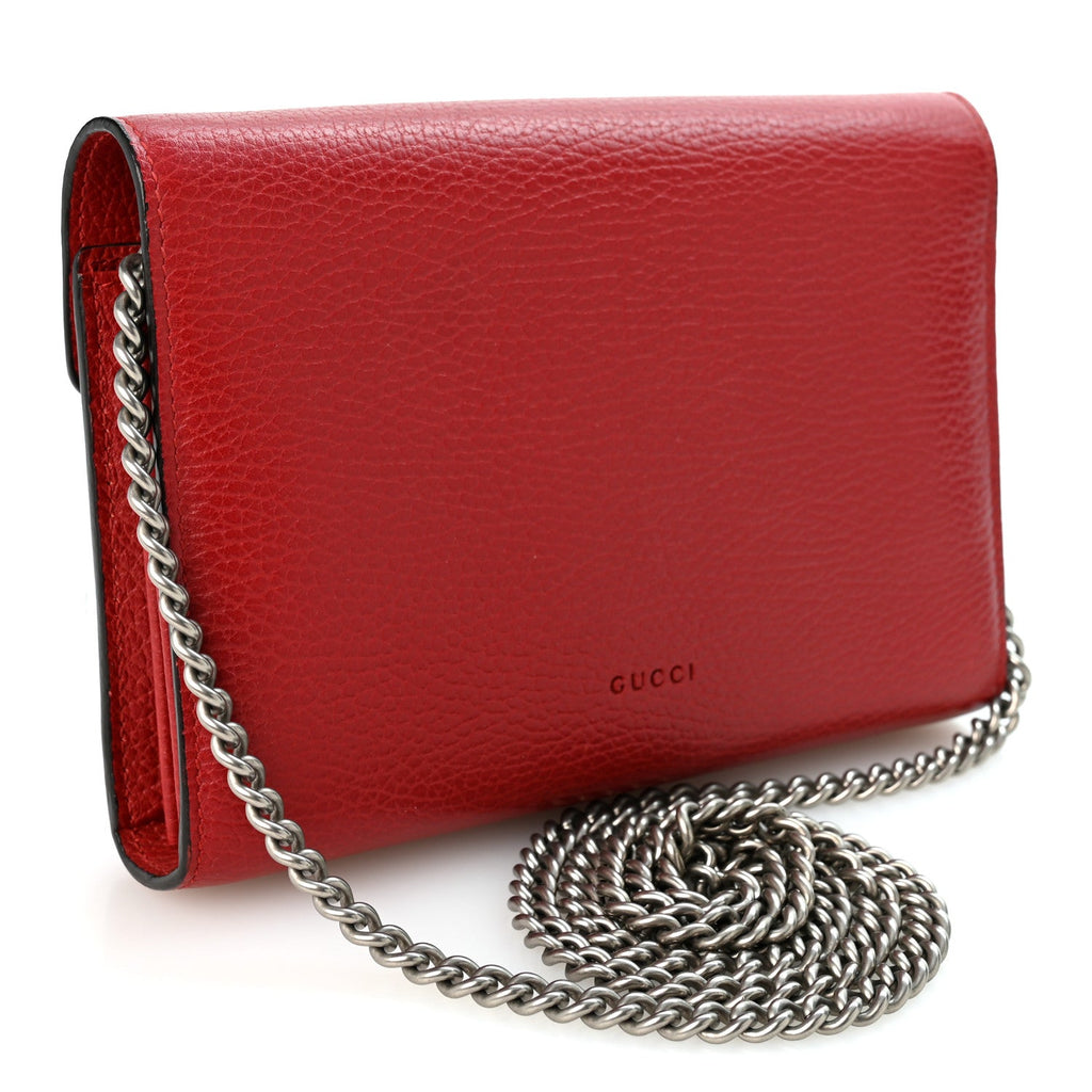 Calfskin Mini Dionysus Chain Wallet Hibiscus Red