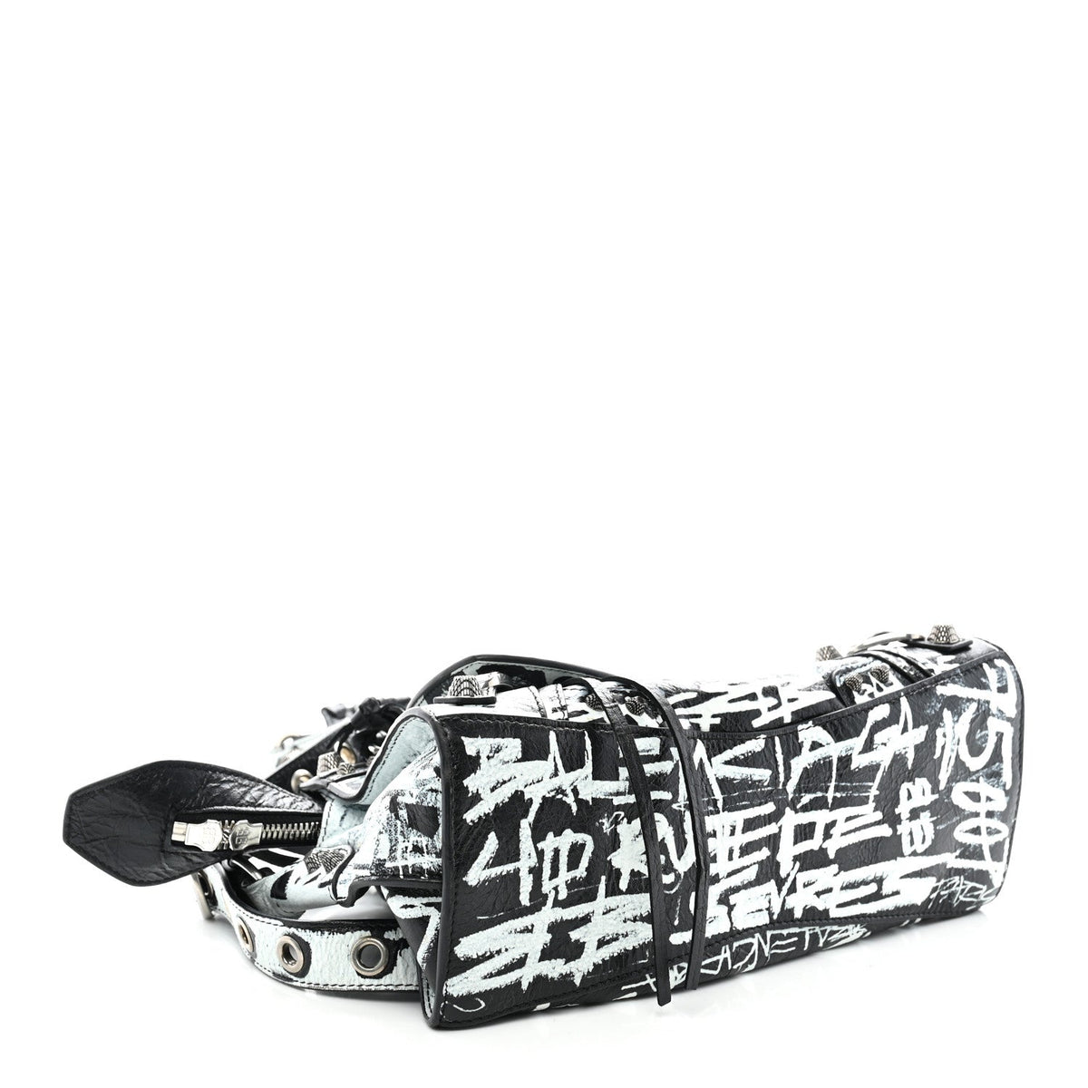 Agneau Arena Graffiti Neo Cagole City Handbag XS Black White