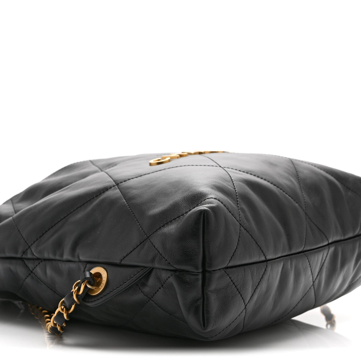 Shiny Calfskin Quilted Chanel 22 Backpack Black