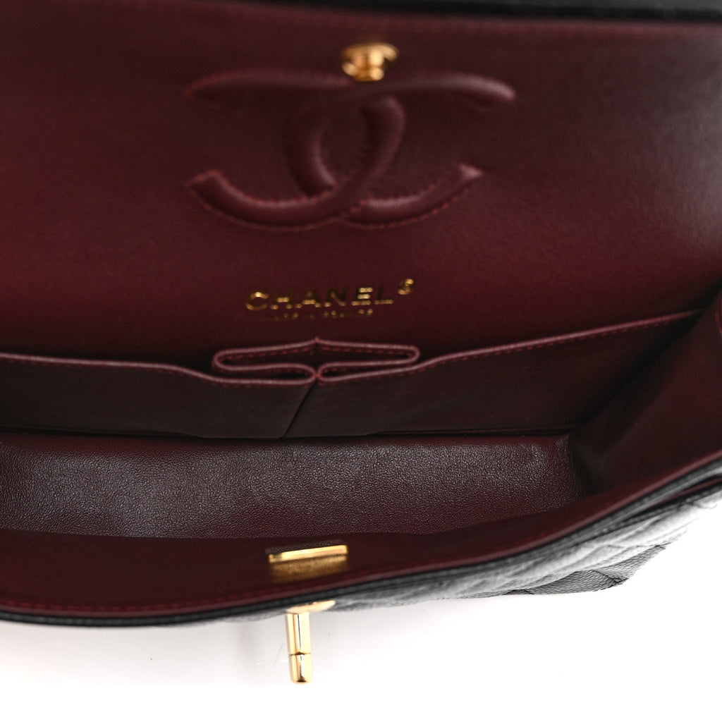 Caviar Quilted Small Double Flap Black