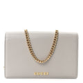 Textured Calfskin Script Logo Wallet On Chain Grey