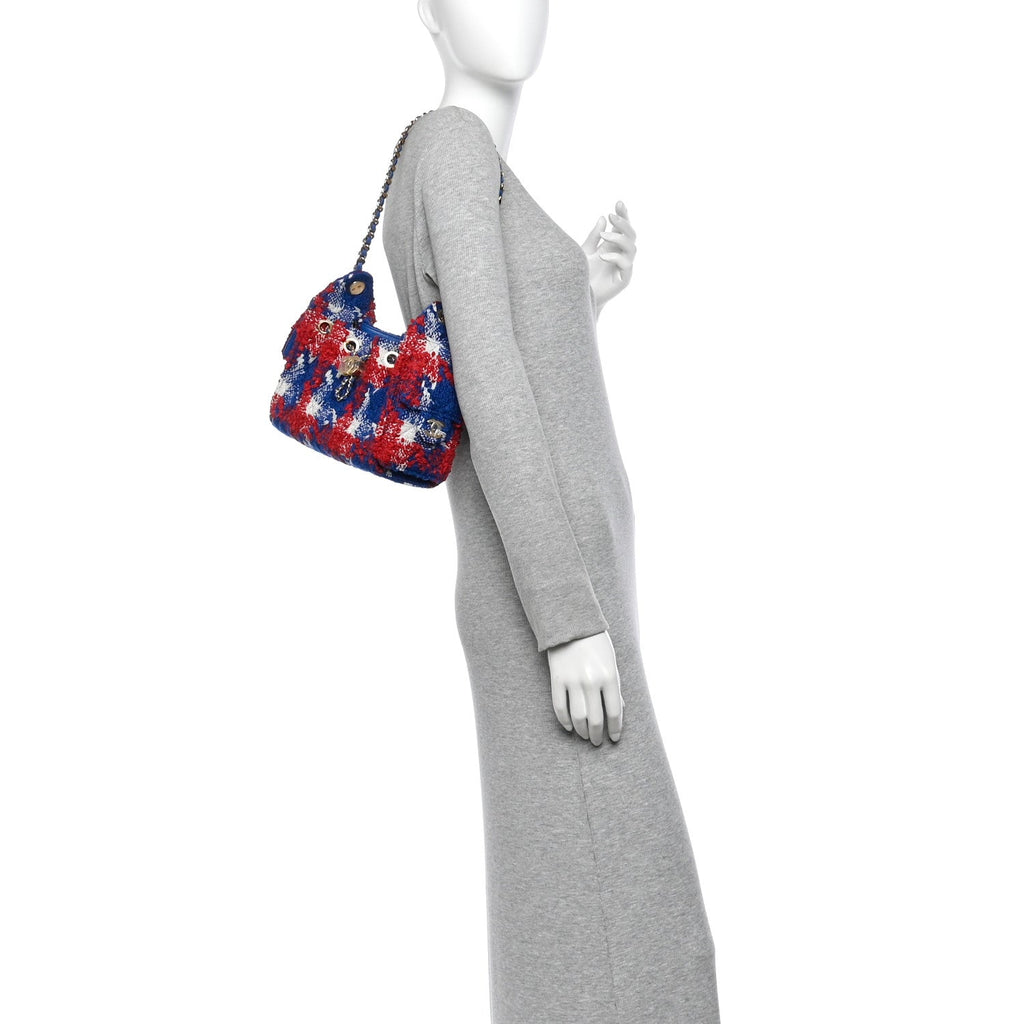 Tweed Quilted Mini Chanel 25 Handbag Red White Blue