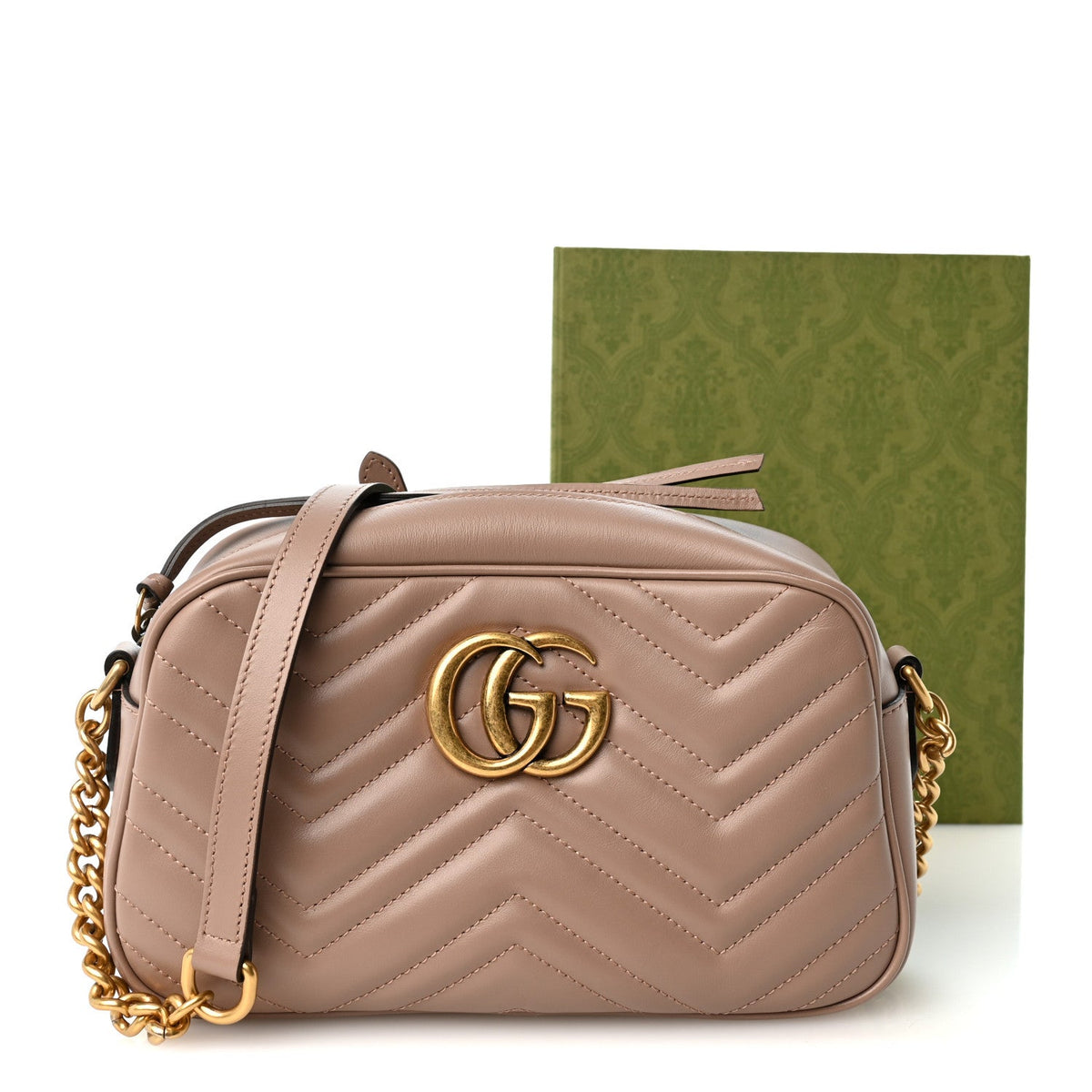 Calfskin Matelasse Small GG Marmont Chain Shoulder Bag Porcelain Rose