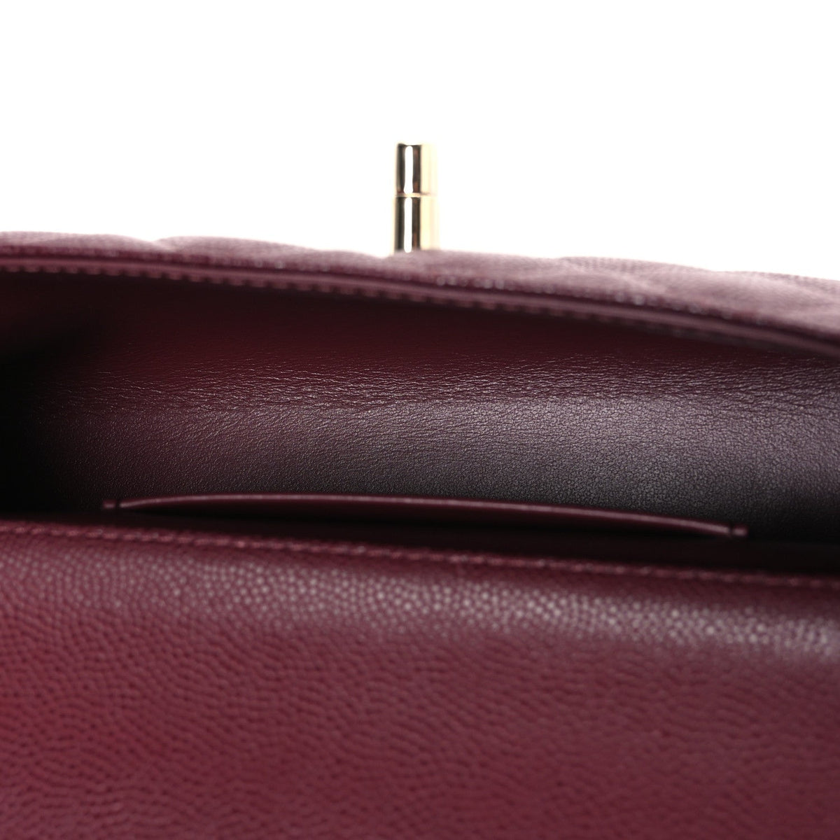 Caviar Quilted Coco Handle East West Clutch With Chain Dark Burgundy