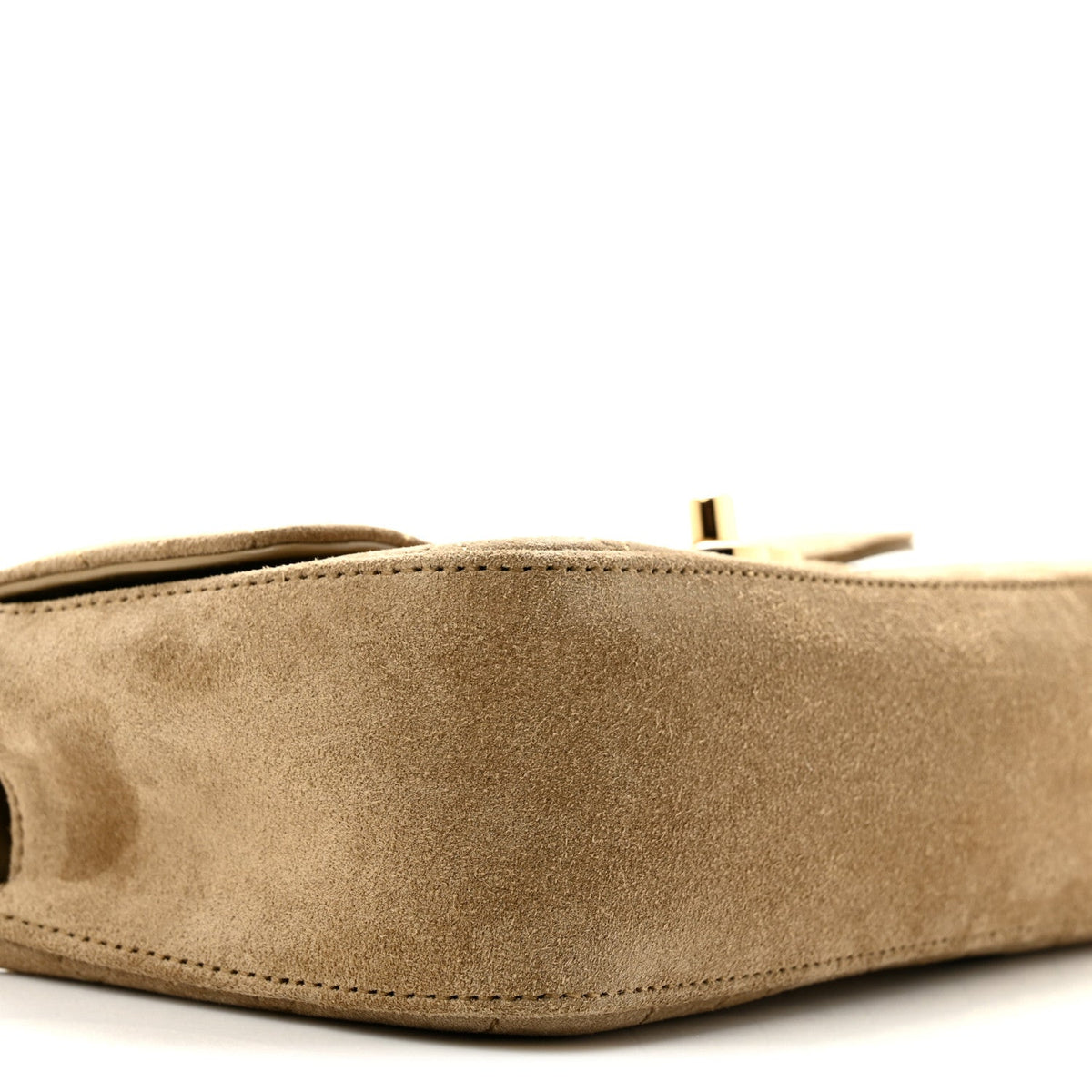 Suede Calfskin Mini Souplissimo Flap Dark Beige