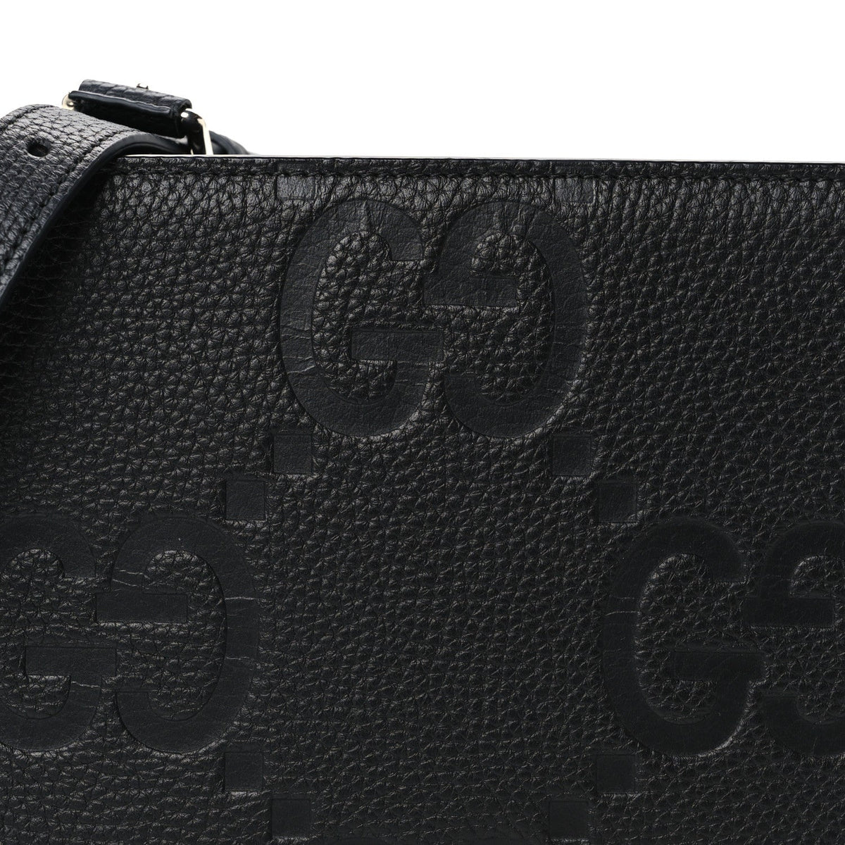 Monogram Jumbo GG Textured Dollar Calfskin Crossbody Bag Black