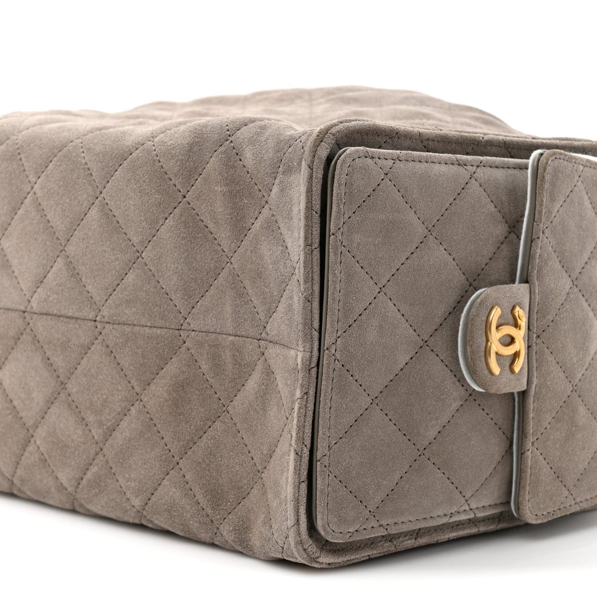 Suede Quilted Medium Chanel 25 Handbag Dark Grey