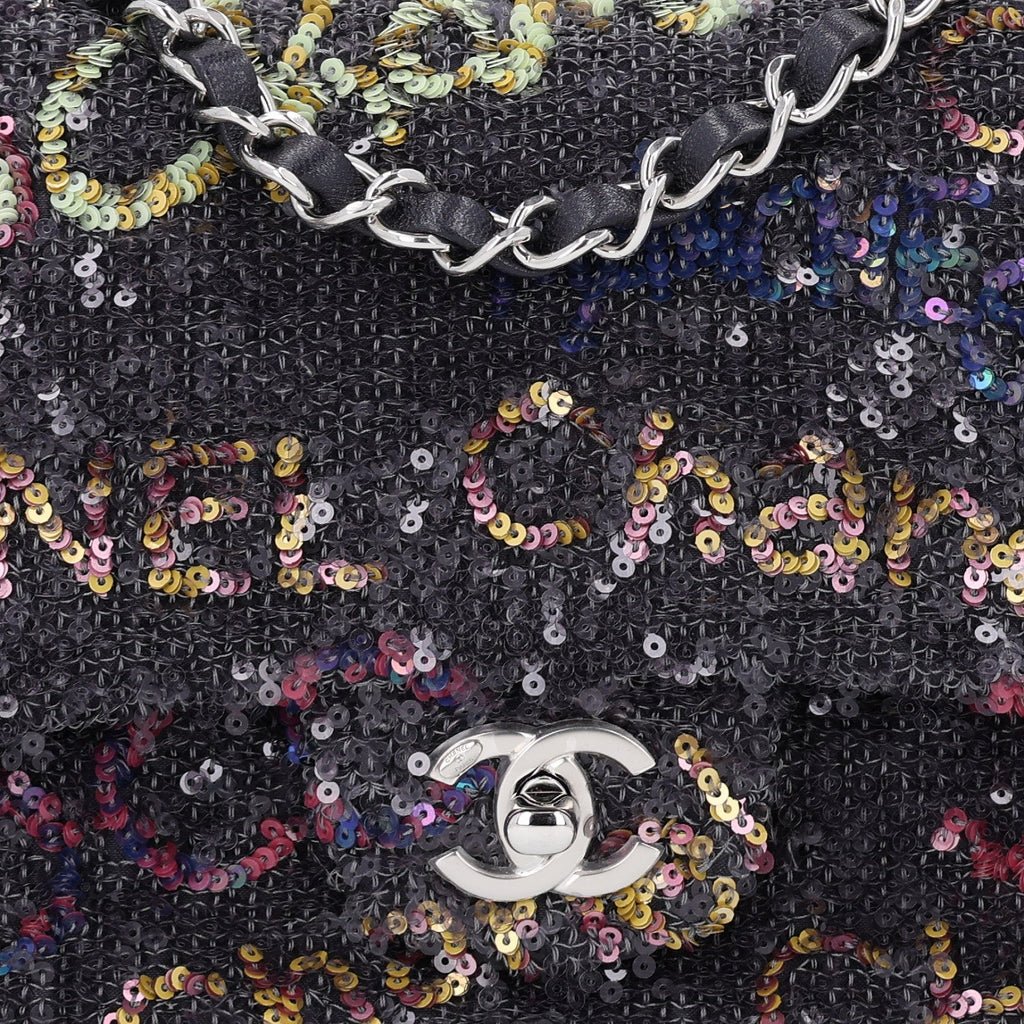 Sequin Logo CC Medium Flap Blue Multicolor