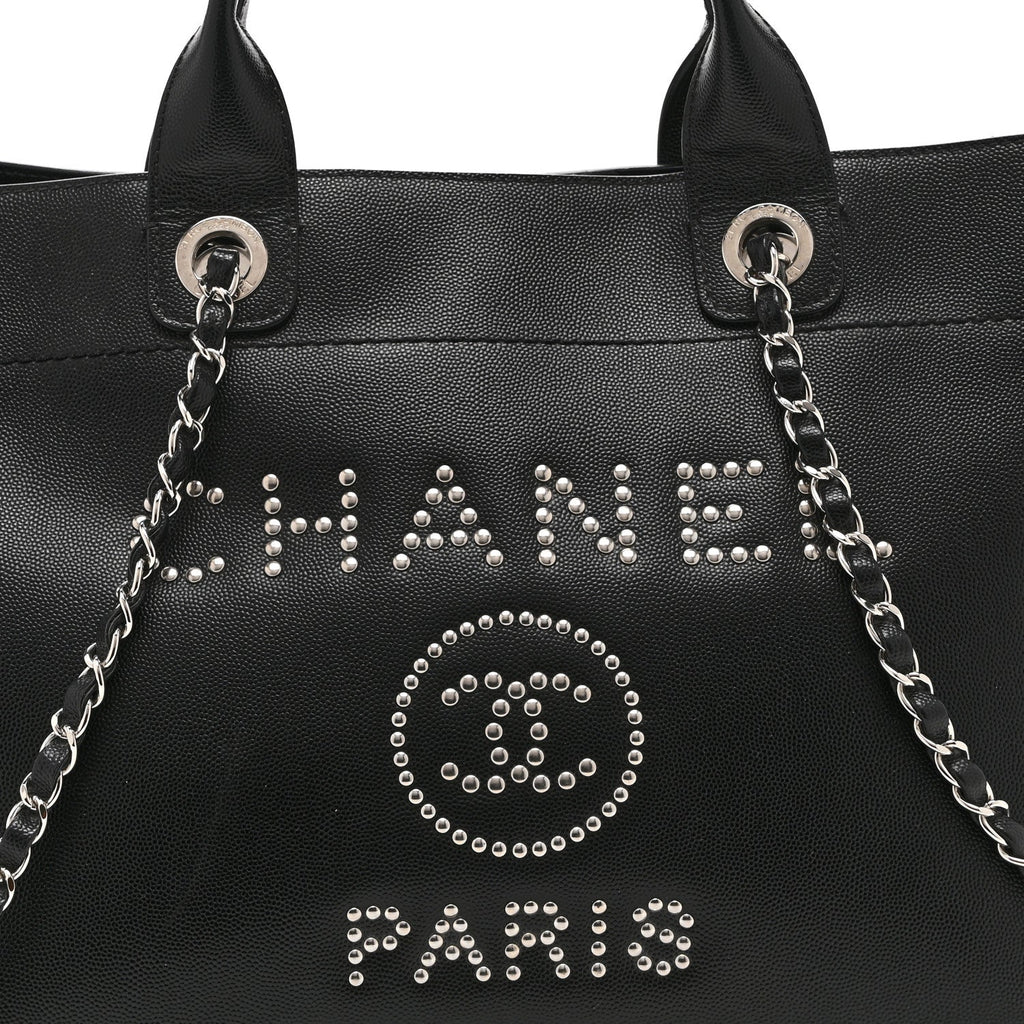 Caviar Small Studded Deauville Tote Black