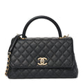 Caviar Quilted Small Coco Handle Flap Black