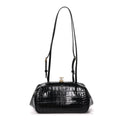 Calfskin Crocodile Embossed Pretty CC Clutch With Strap Black